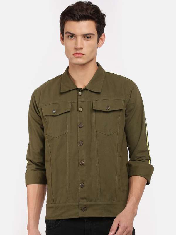Green denim jacket with hood sales
