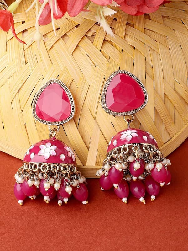 Pastel Crushing! - Buy Stone Gold Earrings with Pink Dresses Scrapbook Look  by mounika