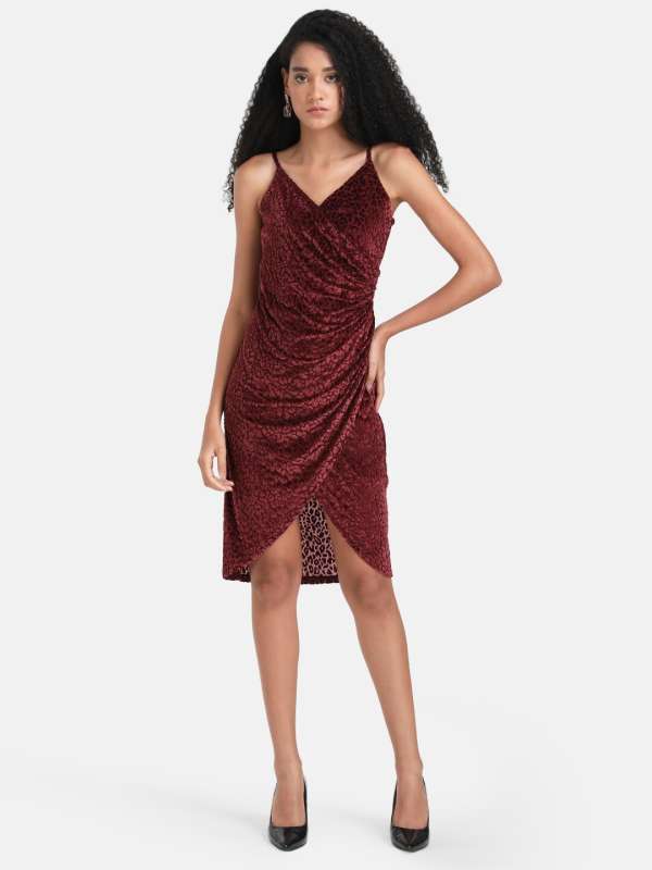 Kazo Maroon Solid Dress Buy Kazo Maroon Solid Dress online in India