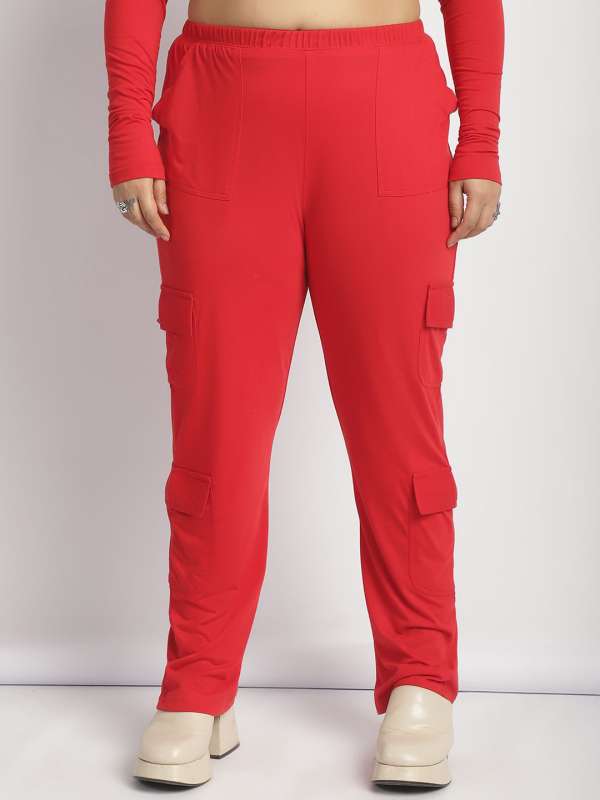Red cargo trousers womens discount
