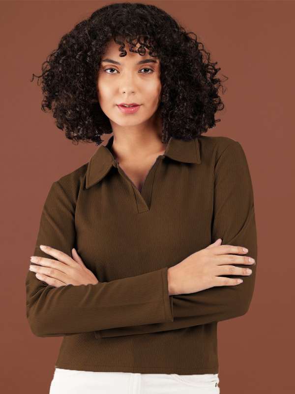 Brown polo t shirt discount