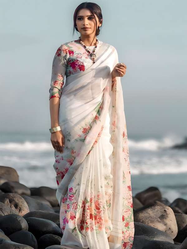 Linen sarees myntra hot sale