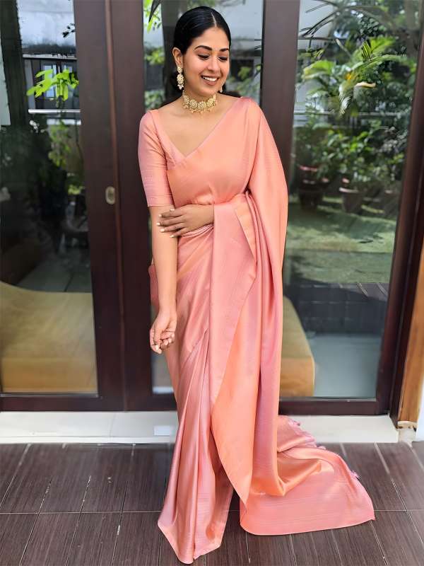 Peach Saree Buy Trendy Peach Saree Online in India Myntra