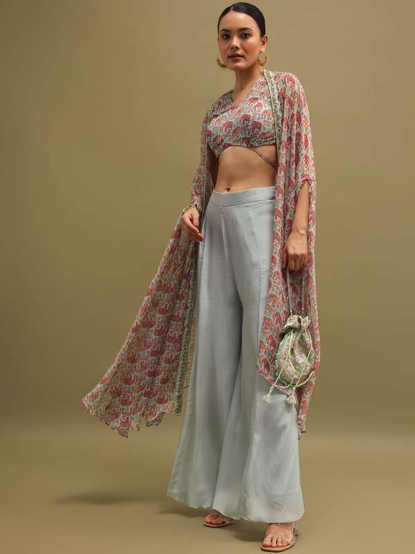 Crop top palazzo with jacket myntra clearance