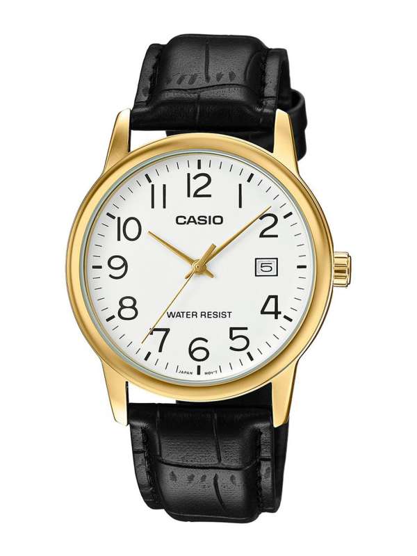 Casio black leather watch online