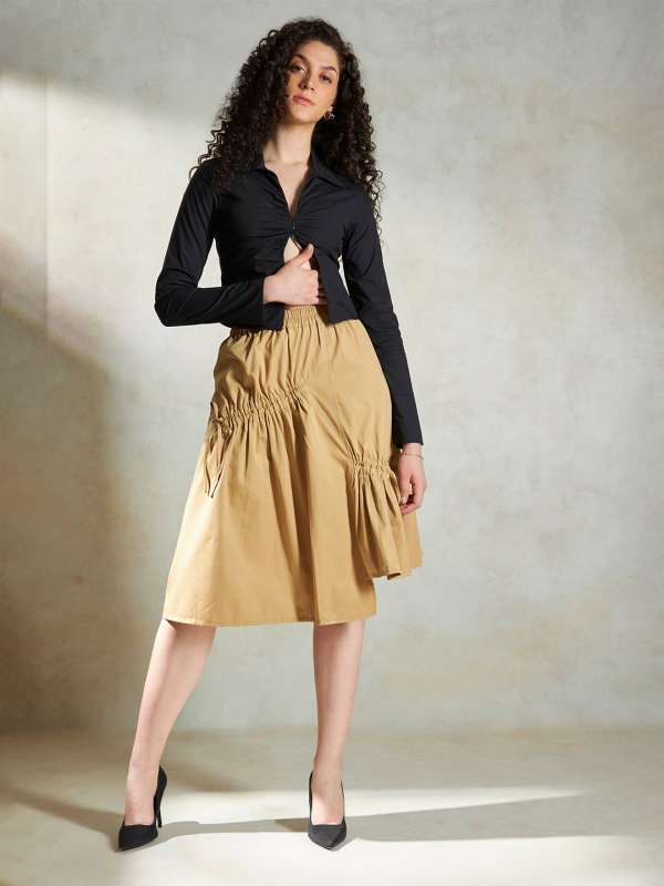 Khaki skirt womens in india discount