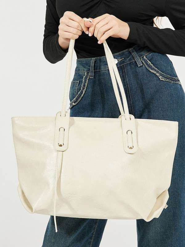 Cream leather tote new arrivals