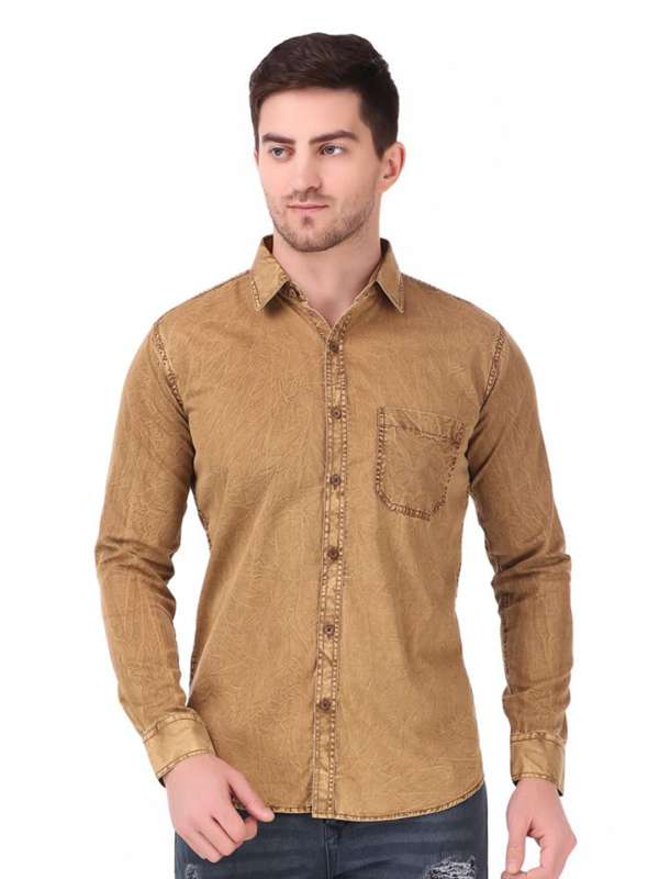 Denim shirt yellow hot sale