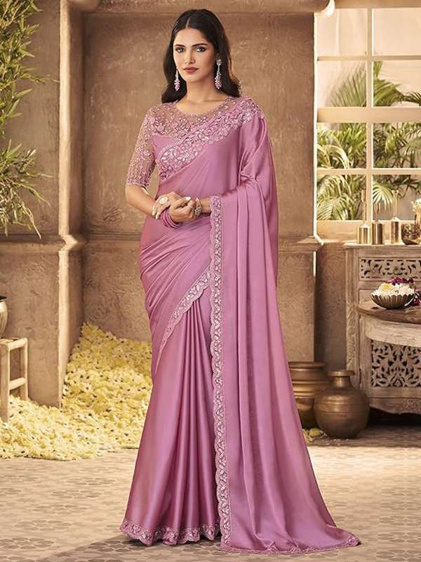 Pink party wear saree sale