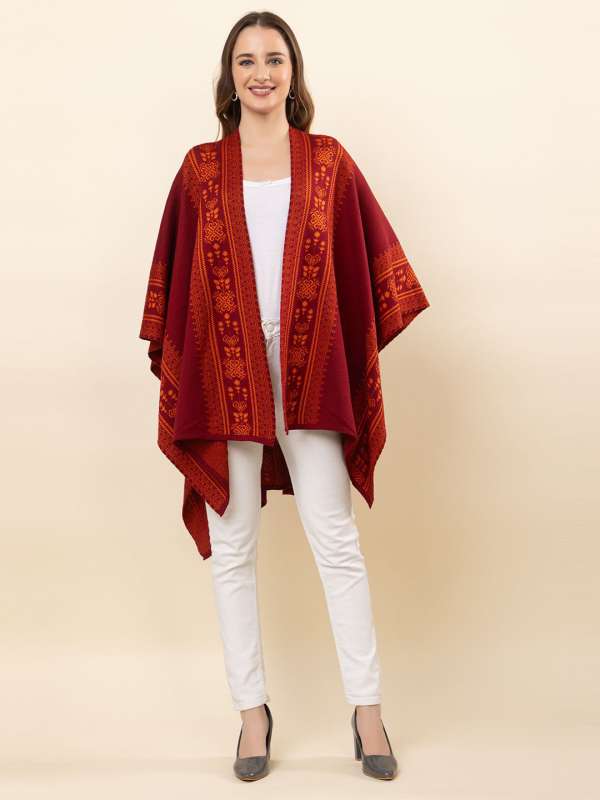 Maroon Off White Women Winter Wear Shrugs Buy Maroon Off White Women Winter Wear Shrugs online in India