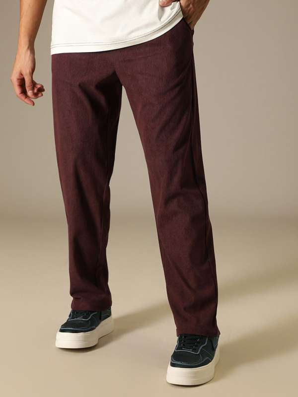 Maroon straight leg pants top