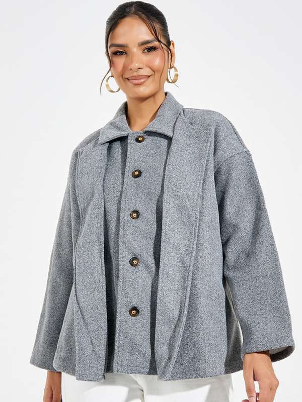 Grey Solid Open Front Longline Jacket 8150581.htm Buy Grey Solid Open Front Longline Jacket 8150581.htm online in India