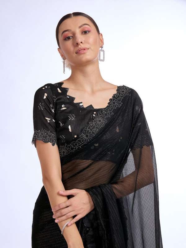 Myntra black saree hot sale