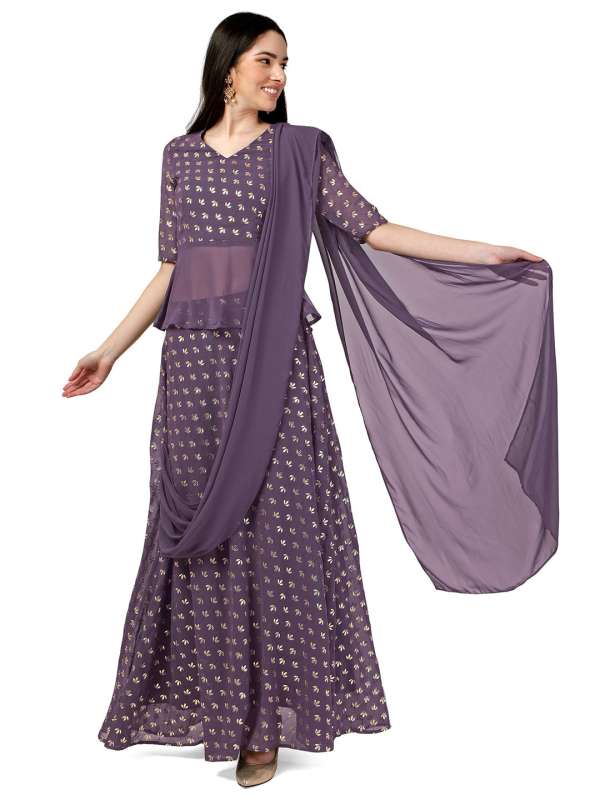 Lehenga Saree Purple Sarees Buy Lehenga Saree Purple Sarees online in India