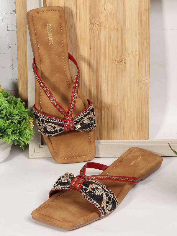 Red Chip Sandals Flats Buy Red Chip Sandals Flats online in India