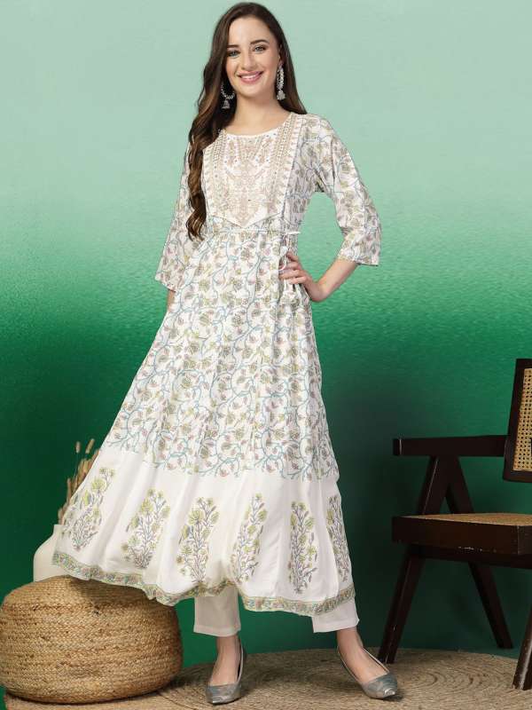 Sangria White Floral Anarkali Kurta 7236723.htm Buy Sangria White Floral Anarkali Kurta 7236723.htm online in India
