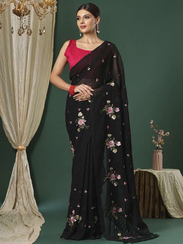 Chiffon saree online myntra 2025