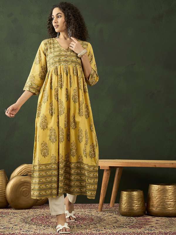 Cotton printed anarkali kurti shop