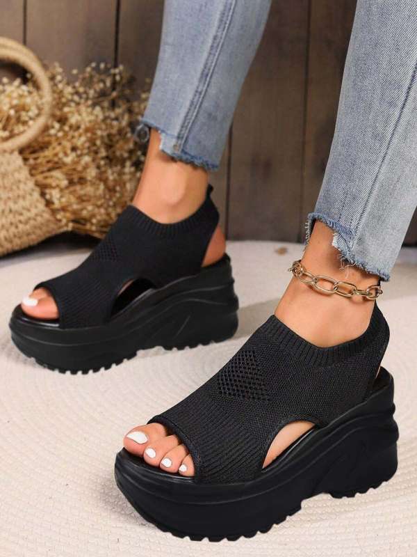 Wedge black shoes womens store