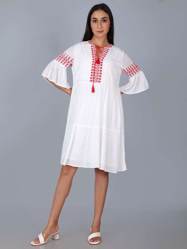 White embroidered peasant dress outlet
