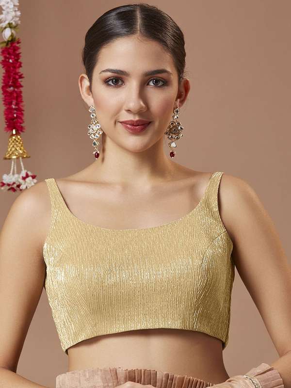 gold sequin blouse saree
