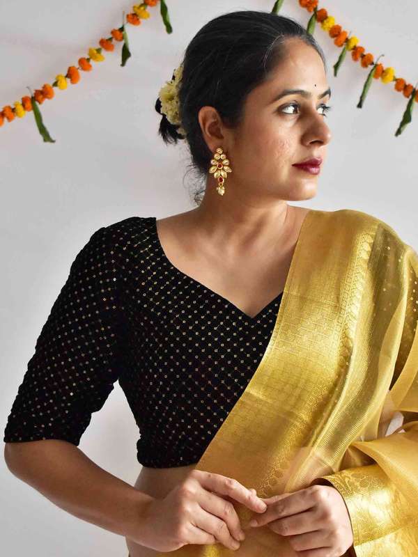 Black sequin blouse top