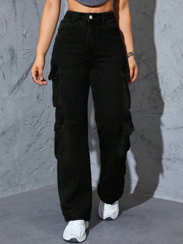 Black Cargo Jeans Women Buy Black Cargo Jeans Women online in India