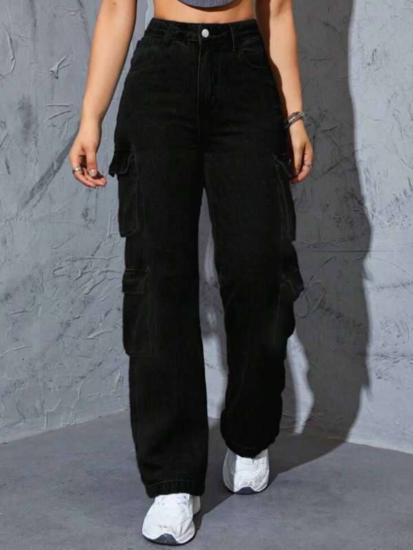 Black Cargo Jeans Women Buy Black Cargo Jeans Women online in India