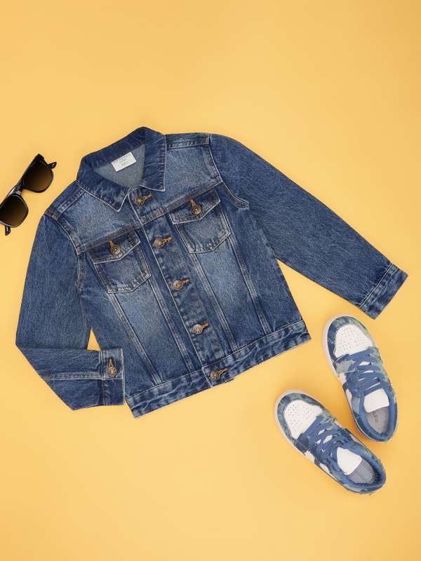 Buy Pantaloons Junior Boys Crop Denim Jacket with Patchwork Jackets for Boys 30305636 Myntra