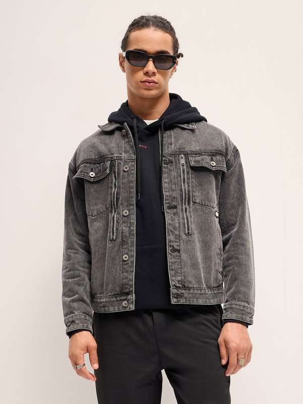 Dark grey denim jacket online