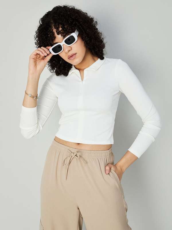 Ginger By Lifestyle White Tops Buy Ginger By Lifestyle White Tops online in India