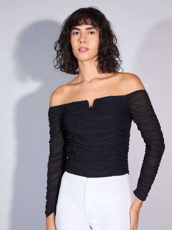 Striped off the shoulder top outlet