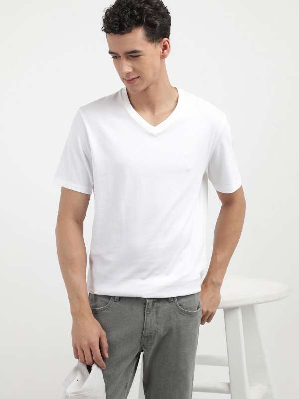 Calvin Klein Jeans White V Neck T Shirt 4194003.htm Buy Calvin Klein Jeans White V Neck T Shirt 4194003.htm online in India