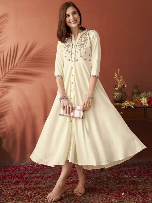 Cream colour kurtis online 2025