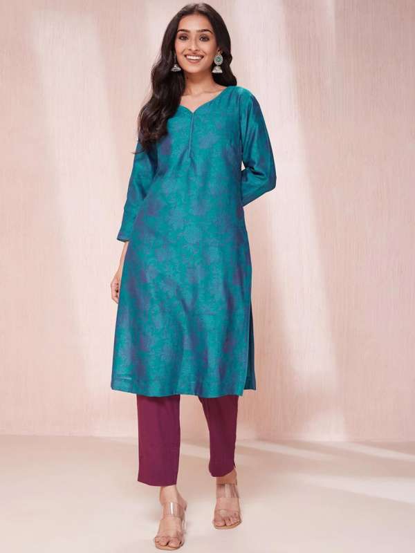 Fabindia Kurtis Printed Silk Blue Print Kurtas Buy Fabindia Kurtis Printed Silk Blue Print Kurtas online in India