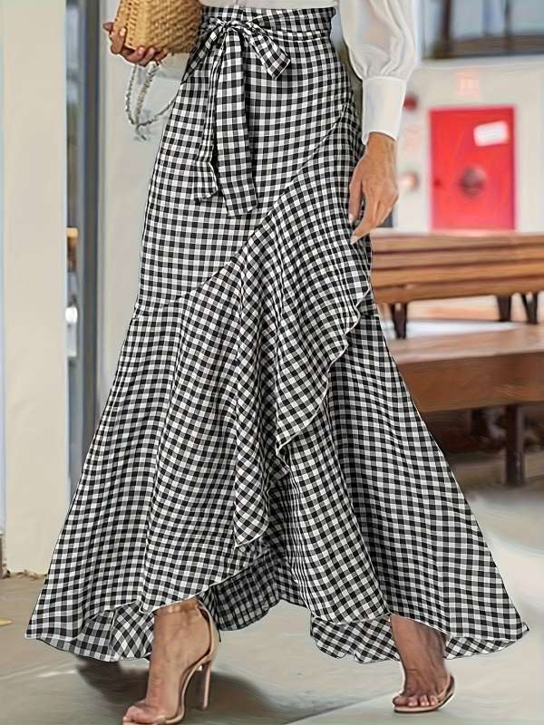 Wrap Checked Skirt Buy Wrap Checked Skirt online in India