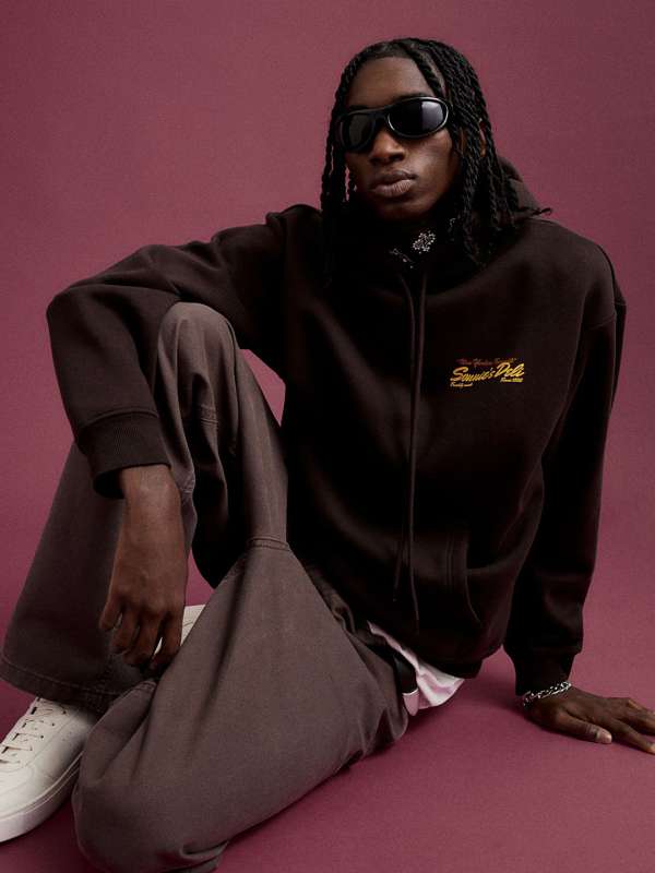 H And M Men Brown Printed Hoodies Buy H And M Men Brown Printed Hoodies online in India