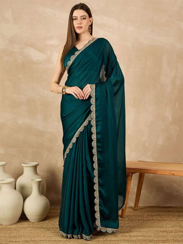 Green Saree Buy Trendy Green Saree Online in India Myntra