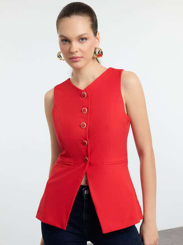 Red colour waistcoat sale