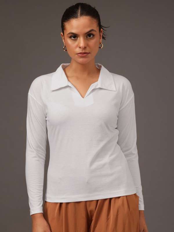 White Long Sleeves Polo Tshirts Buy White Long Sleeves Polo Tshirts online in India