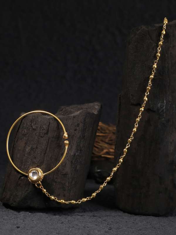 Simple nose ring with chain on sale