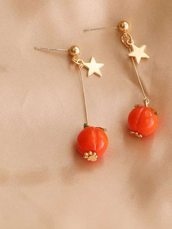 Orange earrings online deals