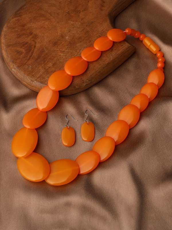 Orange Jewellery Set Buy Orange Jewellery Set online in India