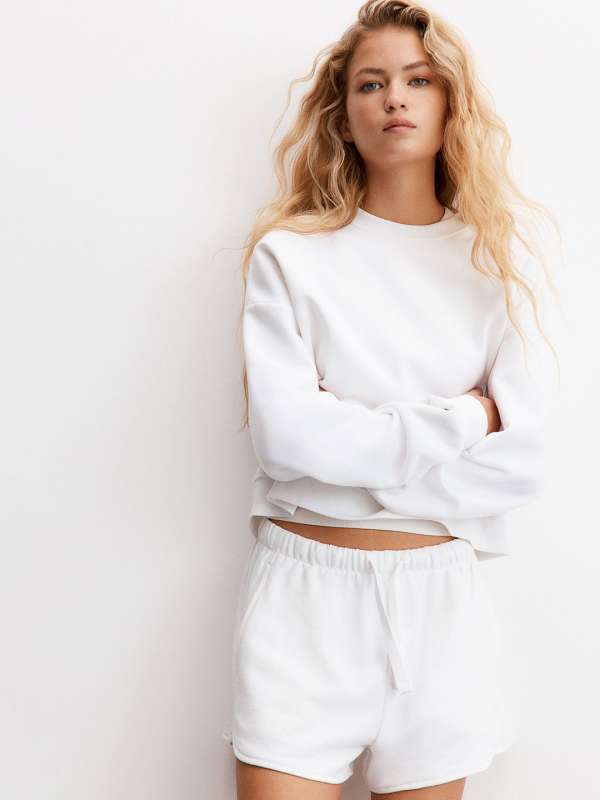 Women White Sweatshorts Buy Women White Sweatshorts online in India