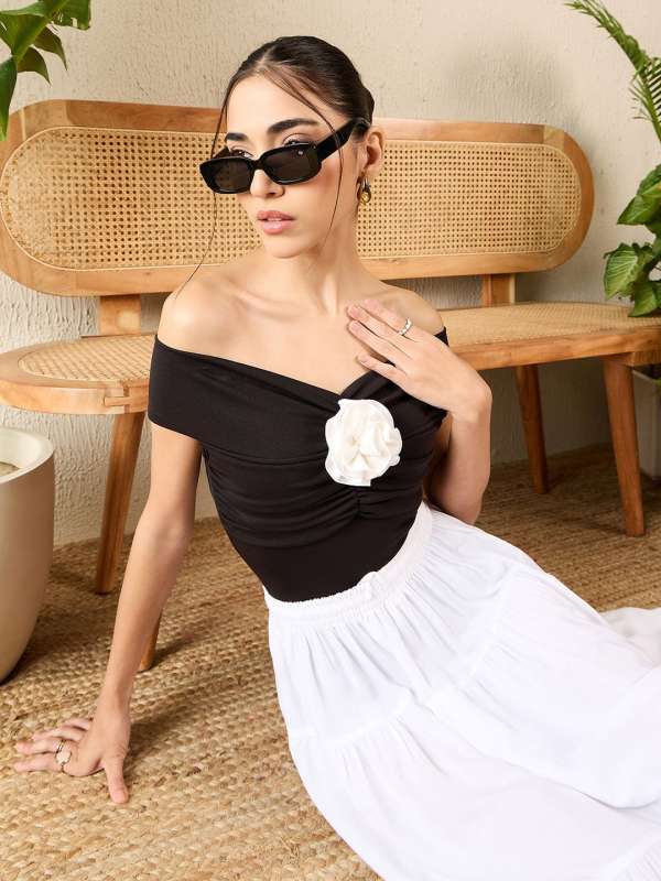 Black Off Shoulder Top Buy Black Off Shoulder Top online in India