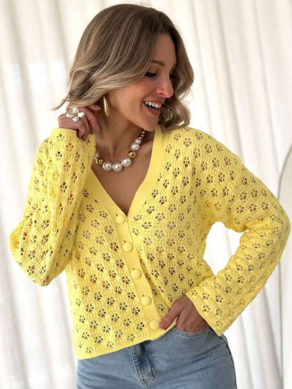 Womens yellow cardigan cheap