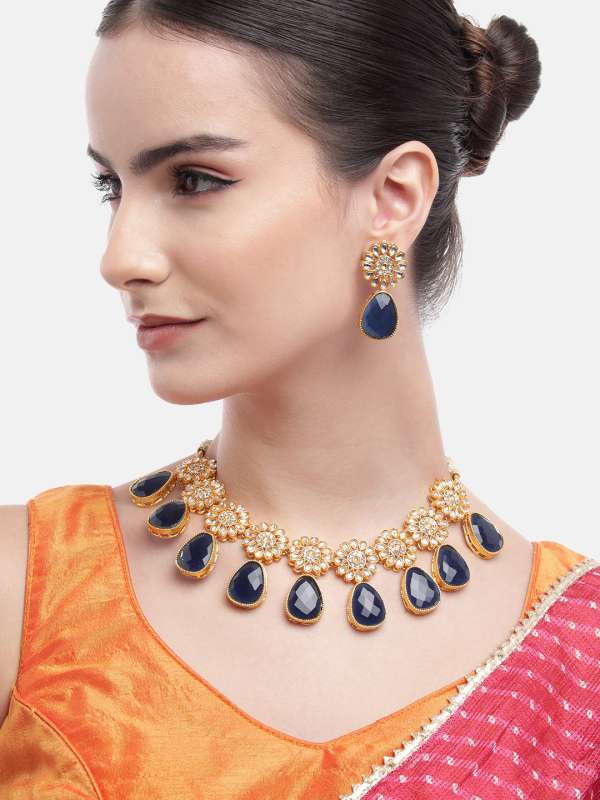 Blue Saree Jewellery Set Buy Blue Saree Jewellery Set online in India