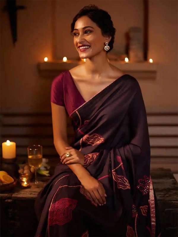 Satin saree online myntra new arrivals