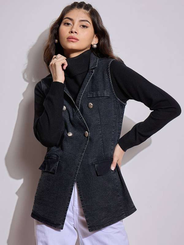 Denim half coat deals