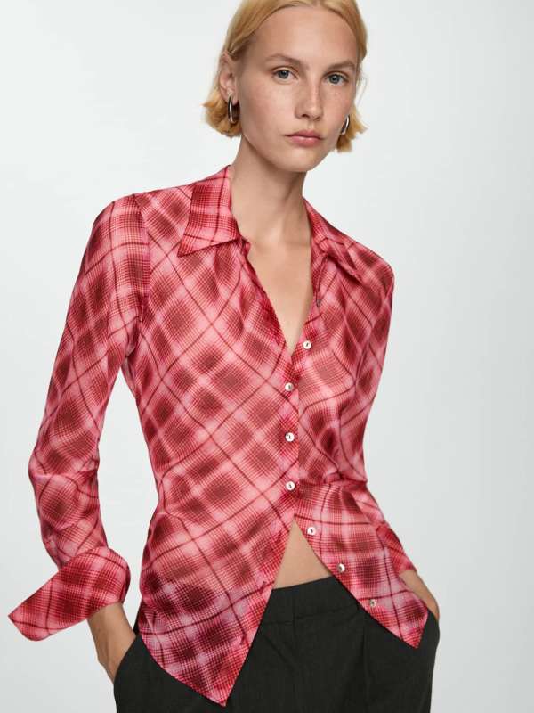 Ladies red check shirt clearance